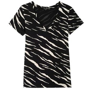 Rails Cara Black Abstract Tiger  Tee M NWOT